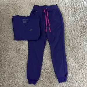 FIGS Amethyst Scrub Top + Joggers Set, Size XS